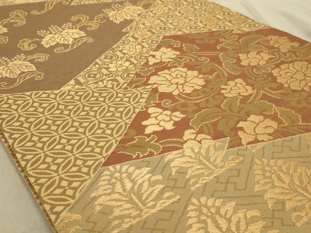 平和屋着物◎六通柄袋帯　松皮菱花文　金糸　正絹　逸品　AABC3585ou