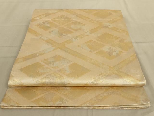 平和屋着物◎六通柄袋帯　菱文　金銀糸　正絹　逸品　AABC3590ou