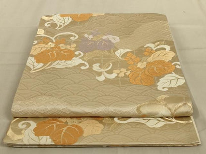 平和屋着物◎六通柄袋帯　唐織　吉祥花文　金糸　正絹　逸品　AABC3599ou