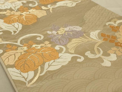 平和屋着物◎六通柄袋帯　唐織　吉祥花文　金糸　正絹　逸品　AABC3599ou