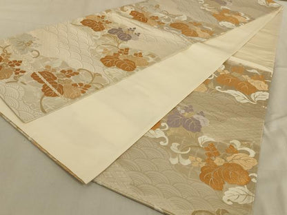 平和屋着物◎六通柄袋帯　唐織　吉祥花文　金糸　正絹　逸品　AABC3599ou
