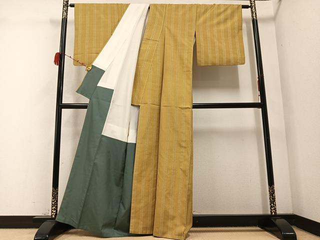 平和屋着物●上質な紬　間道　正絹　逸品　AABC3644ph