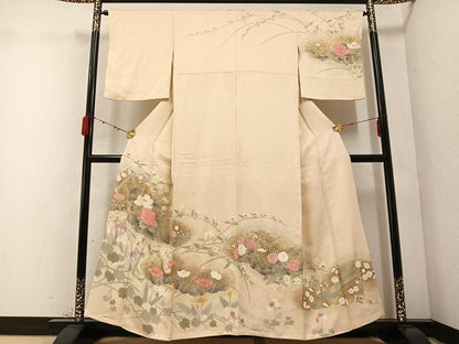 平和屋着物●訪問着 草花文 暈し染め 金彩 正絹 逸品 AABC3649ph