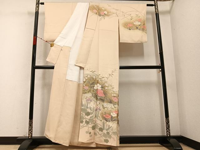 平和屋着物●訪問着 草花文 暈し染め 金彩 正絹 逸品 AABC3649ph