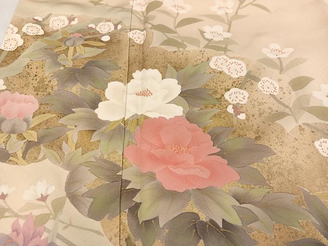 平和屋着物●訪問着 草花文 暈し染め 金彩 正絹 逸品 AABC3649ph