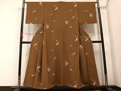 平和屋着物●上質な小紋 雪輪桜文 金彩 正絹 逸品 AABC3651ph