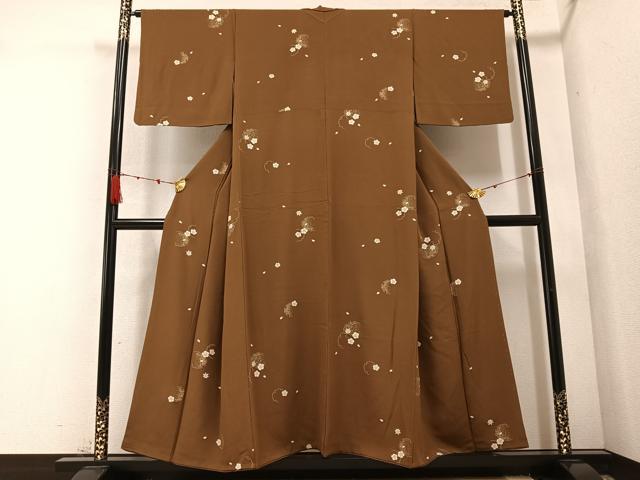 平和屋着物●上質な小紋 雪輪桜文 金彩 正絹 逸品 AABC3651ph