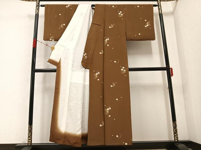 平和屋着物●上質な小紋 雪輪桜文 金彩 正絹 逸品 AABC3651ph
