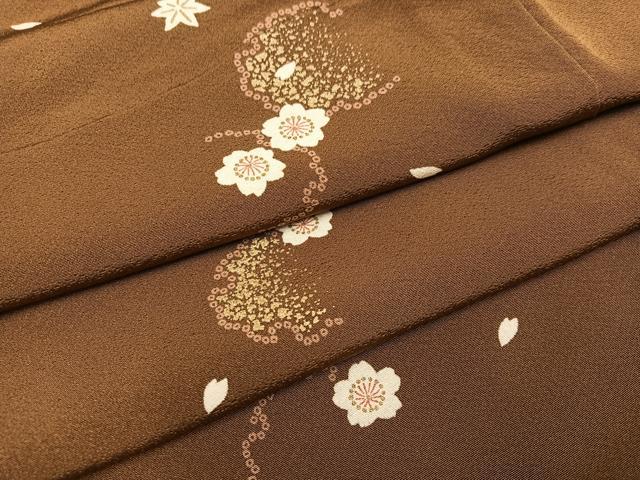 平和屋着物●上質な小紋 雪輪桜文 金彩 正絹 逸品 AABC3651ph