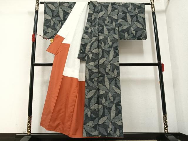 平和屋着物●上質な紬　花尽くし　正絹　逸品　AABC3655ph