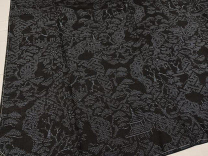平和屋着物●結城紬 風景松文 正絹 逸品 未使用 AABC3659ph