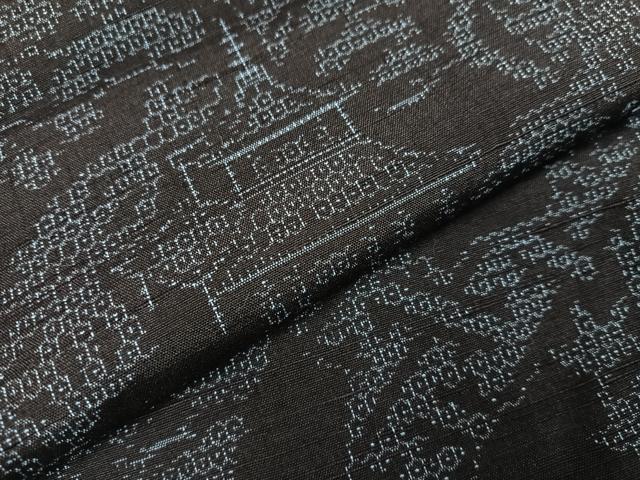 平和屋着物●結城紬 風景松文 正絹 逸品 未使用 AABC3659ph