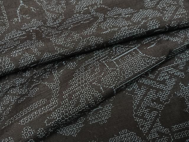平和屋着物●結城紬 風景松文 正絹 逸品 未使用 AABC3659ph
