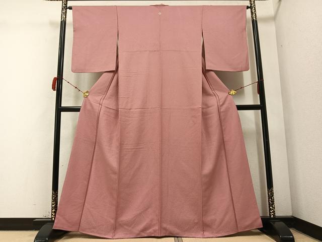 平和屋着物●上質な色無地　退紅色　正絹　逸品　AABC3660ph