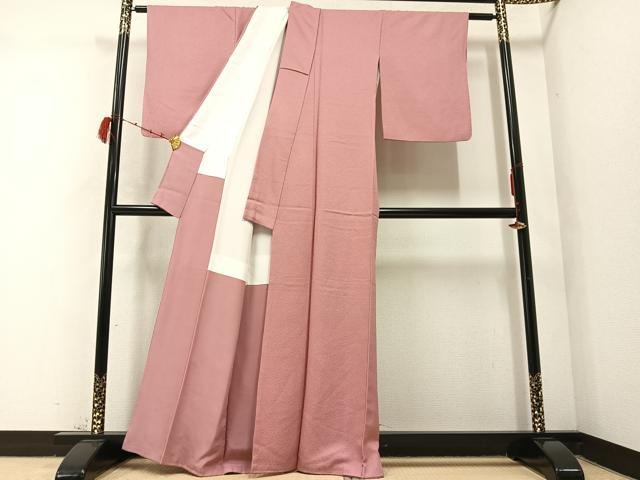 平和屋着物●上質な色無地　退紅色　正絹　逸品　AABC3660ph