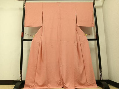 平和屋着物●上質な色無地　花地紋　宍色　正絹　逸品　AABC3668ph
