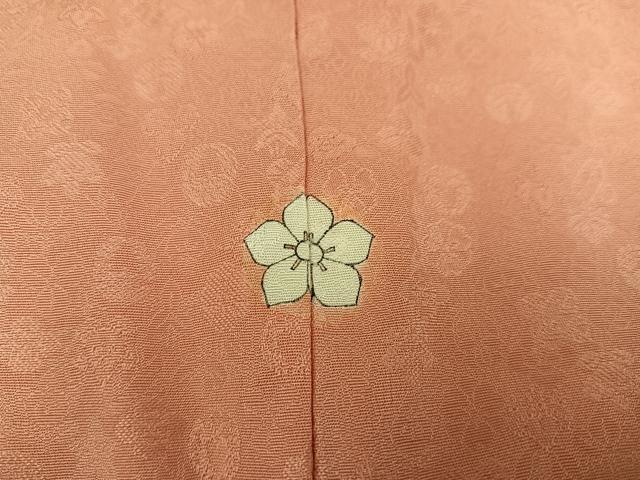 平和屋着物●上質な色無地　花地紋　宍色　正絹　逸品　AABC3668ph