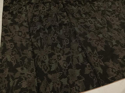 平和屋着物●本場大島紬　草花文　正絹　逸品　AABC3670ph