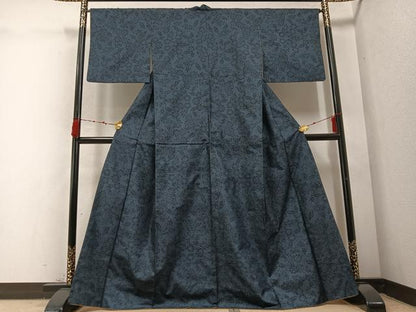 平和屋着物●本場大島紬　一元絣　草花文　正絹　逸品　AABC3672ph