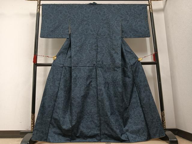 平和屋着物●本場大島紬　一元絣　草花文　正絹　逸品　AABC3672ph