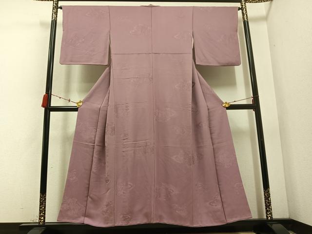 平和屋着物●上質な色無地　御所車地紋　鴇浅葱色　正絹　逸品　AABC3675ph