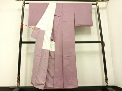 平和屋着物●上質な色無地　御所車地紋　鴇浅葱色　正絹　逸品　AABC3675ph