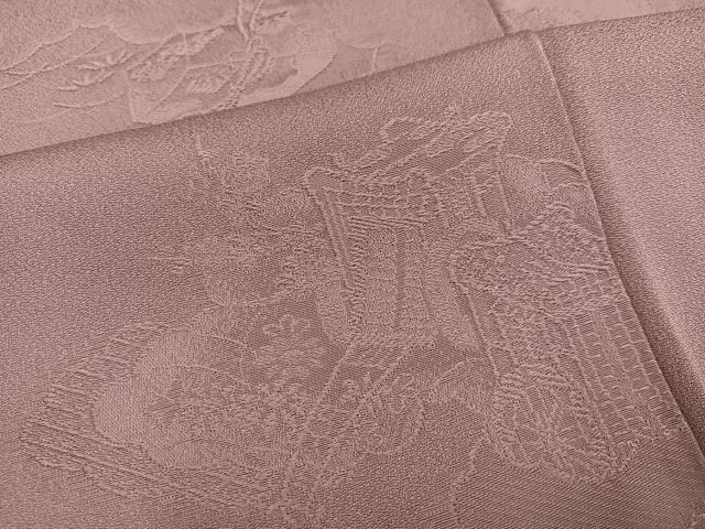 平和屋着物●上質な色無地　御所車地紋　鴇浅葱色　正絹　逸品　AABC3675ph