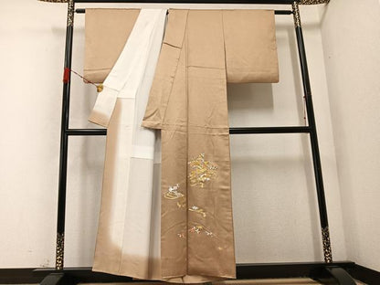 平和屋着物●色留訪問着　佐賀錦　刺繍　松竹梅貝桶文　金銀糸　正絹　逸品　AABC3696ph