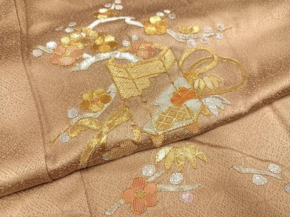 平和屋着物●色留訪問着　佐賀錦　刺繍　松竹梅貝桶文　金銀糸　正絹　逸品　AABC3696ph