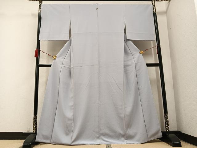 平和屋着物●銀座きしや 色無地 作家物 白鼠色 正絹 逸品 AABC3698ph
