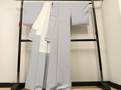 平和屋着物●銀座きしや 色無地 作家物 白鼠色 正絹 逸品 AABC3698ph
