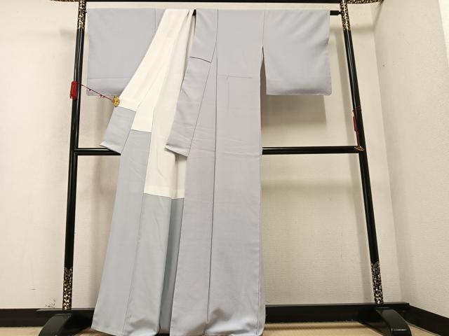 平和屋着物●銀座きしや 色無地 作家物 白鼠色 正絹 逸品 AABC3698ph