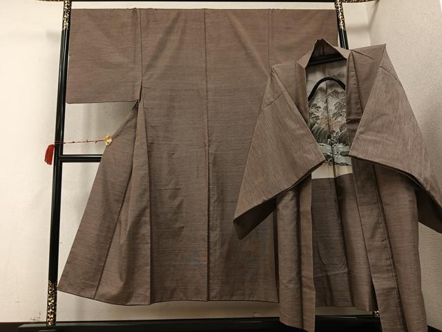平和屋着物●男性 本場大島紬 アンサンブル 正絹 逸品 AABC3699ph