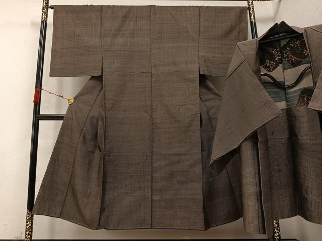 平和屋着物●男性 紬 アンサンブル 正絹 逸品 未使用 AABC3706ph