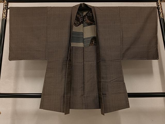 平和屋着物●男性 紬 アンサンブル 正絹 逸品 未使用 AABC3706ph