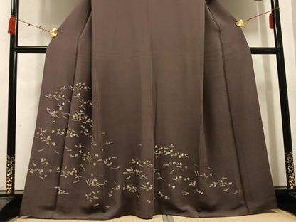 平和屋着物●訪問着 刺繍 草花文 金糸 正絹 逸品 AABC3715ph