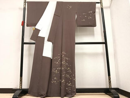 平和屋着物●訪問着 刺繍 草花文 金糸 正絹 逸品 AABC3715ph