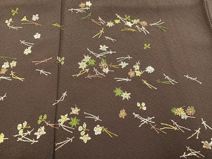 平和屋着物●訪問着 刺繍 草花文 金糸 正絹 逸品 AABC3715ph