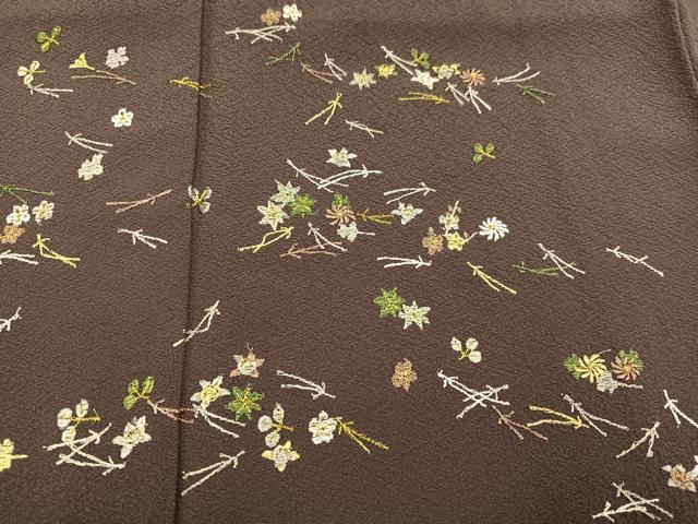 平和屋着物●訪問着 刺繍 草花文 金糸 正絹 逸品 AABC3715ph