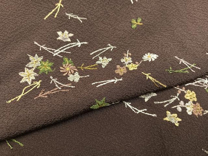 平和屋着物●訪問着 刺繍 草花文 金糸 正絹 逸品 AABC3715ph