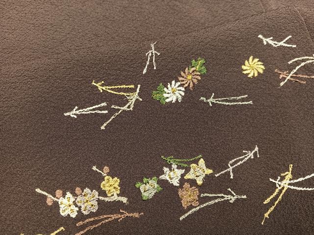 平和屋着物●訪問着 刺繍 草花文 金糸 正絹 逸品 AABC3715ph