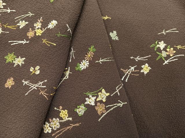 平和屋着物●訪問着 刺繍 草花文 金糸 正絹 逸品 AABC3715ph