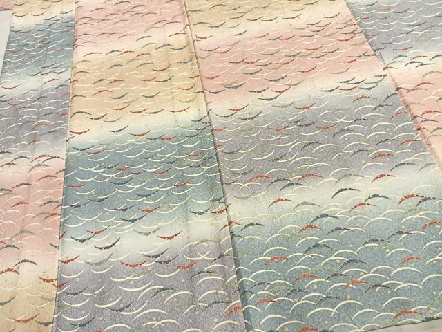 平和屋着物▽上質な小紋 単衣 雪芝文 金彩 正絹 逸品 AABC3725fy