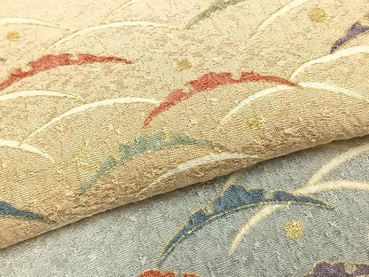 平和屋着物▽上質な小紋 単衣 雪芝文 金彩 正絹 逸品 AABC3725fy