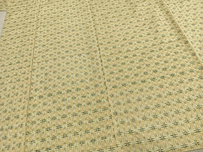 平和屋着物▽上質な紬　単衣　幾何学文様　正絹　逸品　AABC3728fy