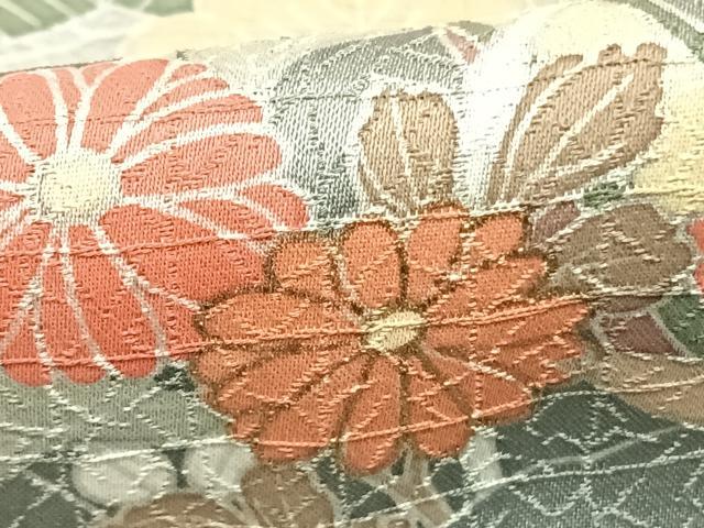 平和屋着物▽訪問着　単衣　雲取り草花文　金銀彩　正絹　逸品　AABC3732fy
