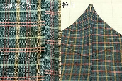 平和屋着物▽上質な紬 単衣 格子 正絹 逸品 AABC3734fy