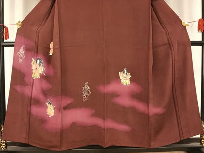 平和屋着物▽訪問着　単衣　雲取り人物文　正絹　逸品　未使用　AABC3736fy