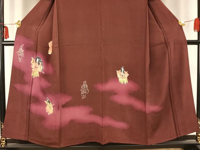 平和屋着物▽訪問着　単衣　雲取り人物文　正絹　逸品　未使用　AABC3736fy