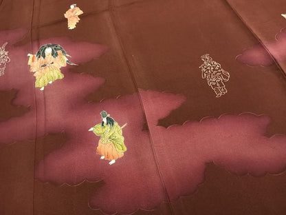 平和屋着物▽訪問着　単衣　雲取り人物文　正絹　逸品　未使用　AABC3736fy